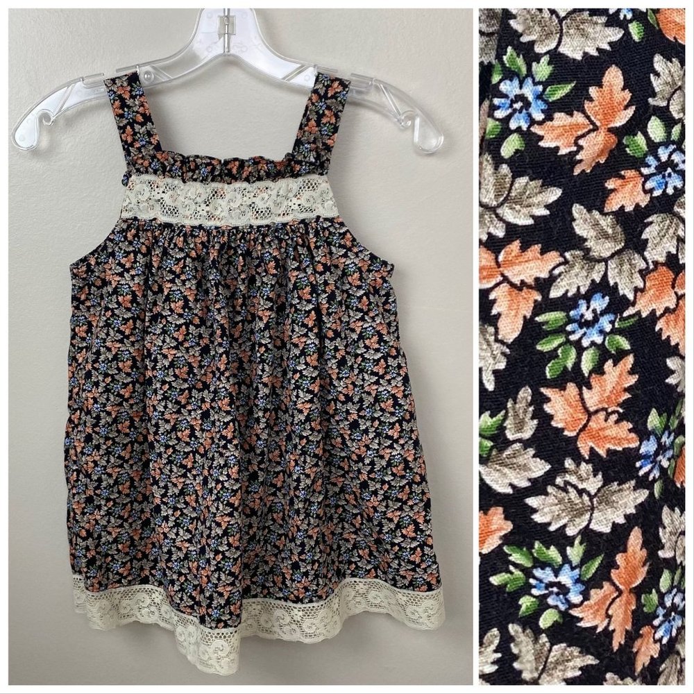 Vintage 1970s/80s Floral Sundress, Kids Size 6, Prairie, Cottagecore - Picture 1 of 5
